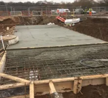 Concrete being laid down