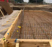 Prefabricated formwork sections being positioned
