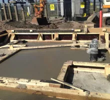 Concrete being laid down