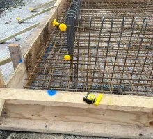 Timber frame work with steel bars